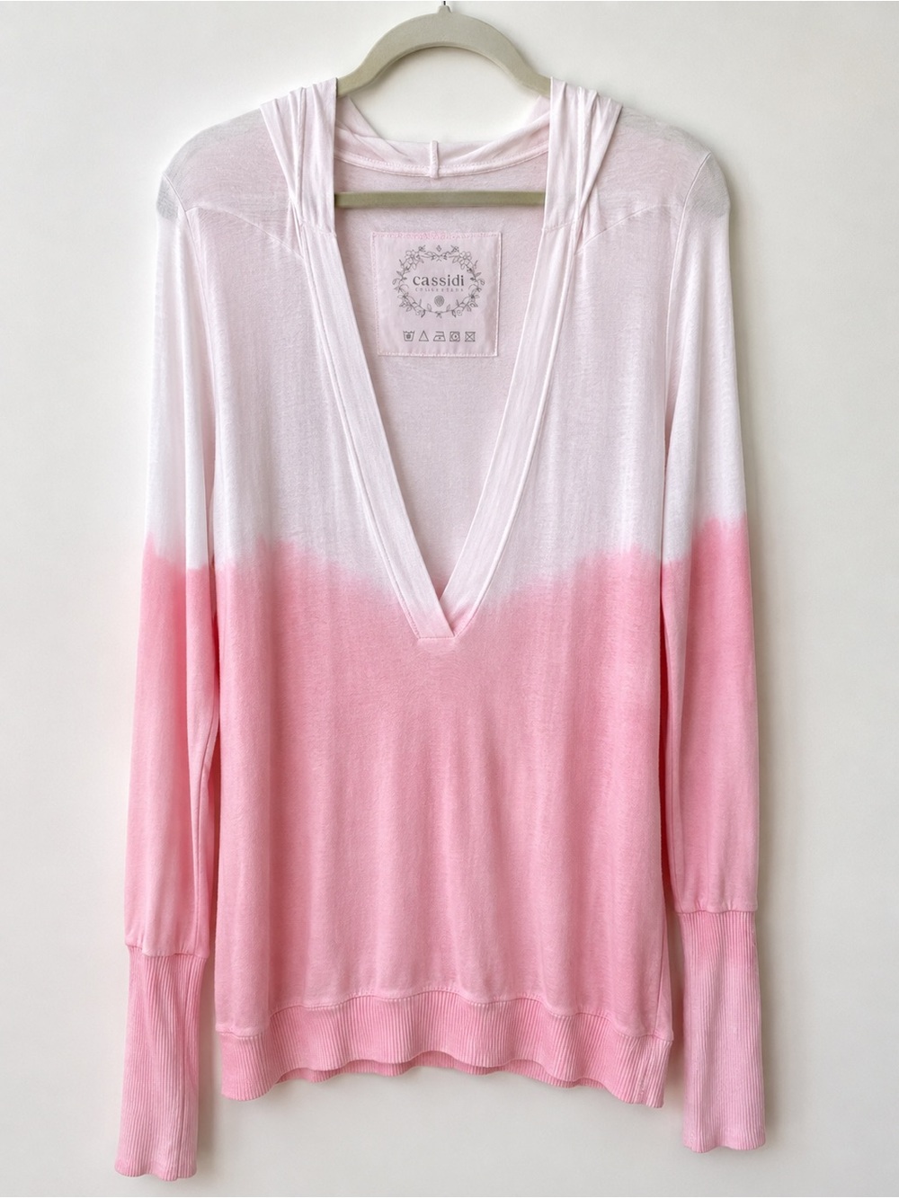 Cassidi Pink Ombre V-Neck Hoodie